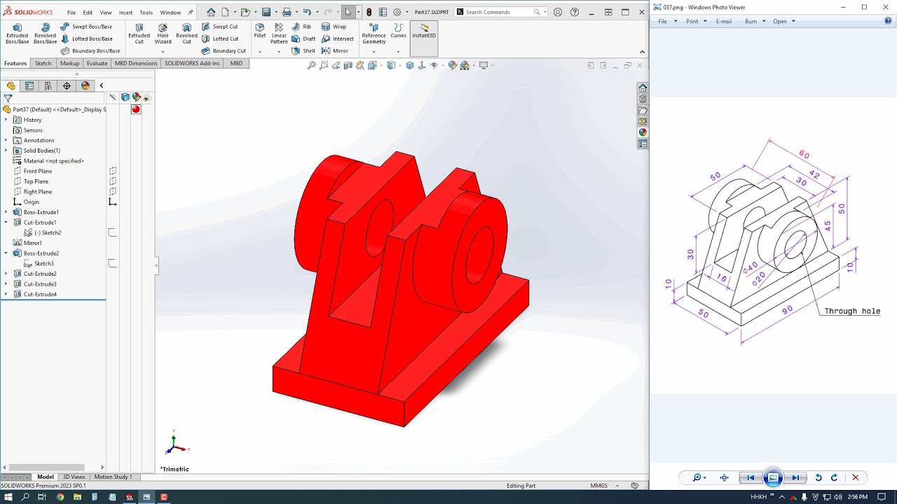 Giáo Trình SolidWorks 2023 | Thực Hành Vẽ 3D - Bài 037 - YouTube