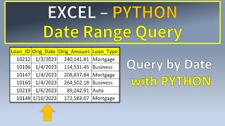 Excel Python Query by Date Range (Updated)