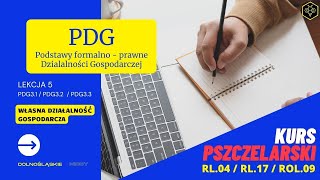 Lekcja 5 Kurs Pszczelarski RL.04/RL.17 Jak założyć działalność gospodarczą?  PDG3.1/PDG3.2/PDG3.3