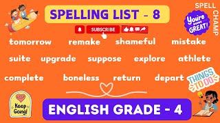 English Grade 4 Spelling List 8