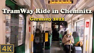 Tramway ride in Chemnitz- Germany 2022-4k 🇩🇪