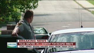 Tulsa Deputies on a search for escaped inmate
