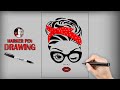 Girl Drawing Easy【Stencil Drawing】Marker pen art ▶ Art Azad