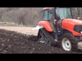 大豆畑のプラウ耕起　ploughing of soybean field