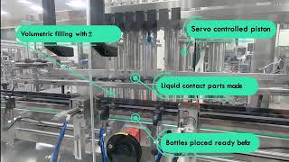 Bottling line solution [Feeding + Rinsing + Filling + Capping + Labeling]