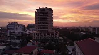 A view in PhnomPenh after sunset រូបភាពពីលេីអាកាសបន្ទាប់ថ្ងៃរៀបលិច