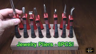 NEWACALOX Brand Jewelry Pliers - 8PCS Set with Wood Pallet Holder