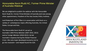 The Honourable Kevin Rudd and Lord Robertson Webinar