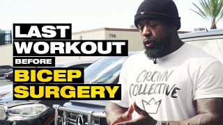 Last Workout Before Bicep Surgery | No Equipment Needed | Mike Rashid