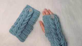 كروشيه جوانتي بدون اصابع سهل للمبتدئين/جوانتي في ساعه/crochet gloves