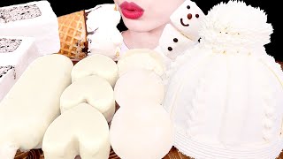 ASMR MUKBANG｜WHITE CHOCOLATE PARTY * S'MORE ICE CREAM, MOCHI, CAKE, HERSHEY 화이트 초콜릿 파티 먹방