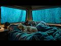 Fall Asleep in 3 Minutes with Heavy Rain & Thunder on a Cozy Car at Night