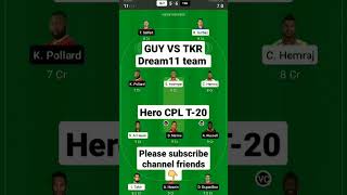GUY vs TKR dream11 prediction || guy vs tkr dream11 team || hero cpl t-20 match