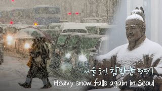 Heavy snow falls again in Seoul - 서울 도심 함박눈 펑펑!