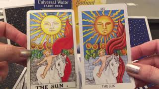 Compare Radiant Rider Waite VS Universal Waite-Tarot Cards-2 Vibrant Colored RWS Decks