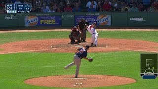 MIN@BOS: Pedroia smokes a ball over the Green Monster