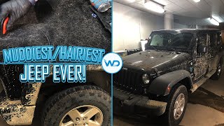 Deep Cleaning a Girl’s DIRTY Jeep AGAIN! | Hairiest/Dirtiest Jeep EVER | Satisfying Car Detailing!