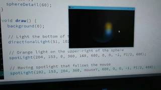Lights in Processing: Mixing Directional, Spot and one more Spot Light following the mouse
