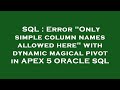 SQL : Error 