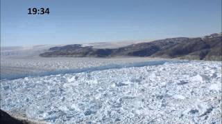 Spectaculair kalvend ijs in timelapse: Helheim Gletsjer, Groenland, 12 juli 2010.