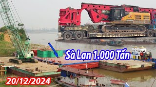 Quá Kinh Khủng : Sà Lan 1000 Tấn , Máy Khoan 120 Tấn - Các Thiết Bị Hạng Nặng  Về Cầu Phong Châu