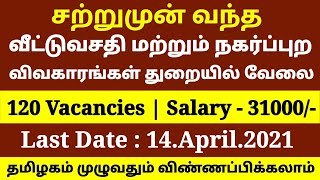 சற்றுமுன் வந்த வீட்டுவசதி மற்றும் நகர்ப்புற துறையில் வேலை | jobs today tamil | government jobs 2021