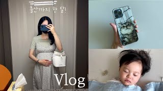 vlog | 34주, 출산까지 한 달! D-30🔥, 산전운동가고 막달검사하기💉, 잠옷/핸드폰케이스/티셔츠 하울, 초간단 꽁치김치찌개🥘