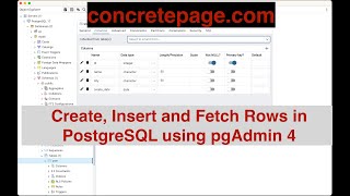 Create, Insert and Fetch Rows in PostgreSQL using pgAdmin 4