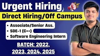 🔥Urgent Hiring | 2022, 2023, 2024, 2025 BATCH | Tech/Non Tech Hiring | Test Date: 31 Jan - 3 Feb 25