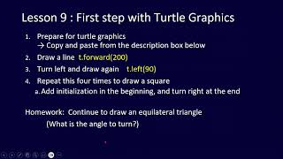 Python Challenge for ALL, Lesson 9: First step with Turtle graphics