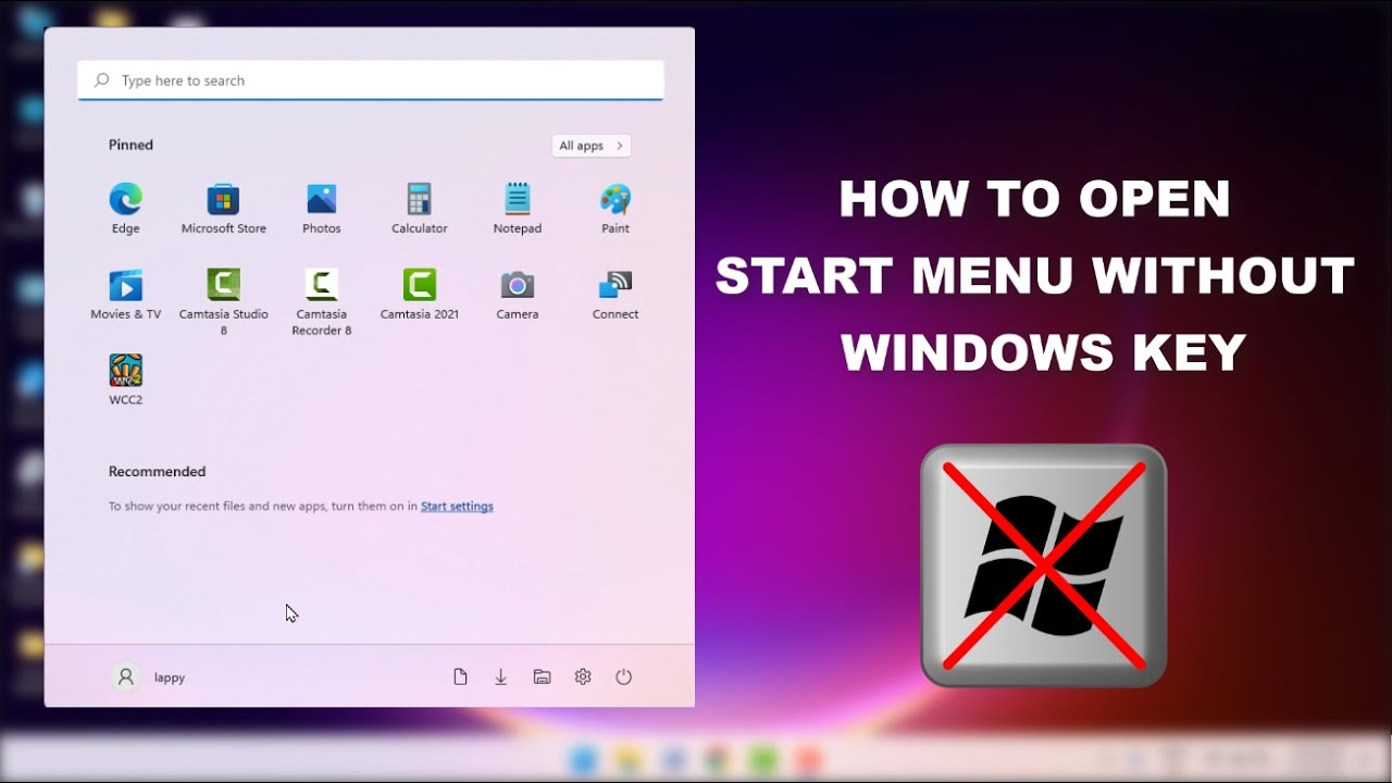 How To Open Start Menu Without Windows Key In Windows 10/11 - YouTube