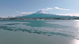 4K・ Short flight over frozen Fuji Kawaguchiko lake・4K HDR