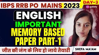 IBPS RRB PO Mains 2023 Memory Based Paper English Section By Shefa Ma'am