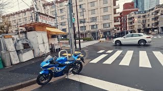 Tokyo Rain | Motorcycle & cherry blossoms 4K Japan | GSXR125