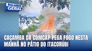 Caçamba da Comcap pega fogo no bairro Itacorubi; incêndio controlado