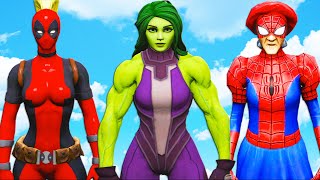 Spiderman Granny & Lady Deadpool vs She-Hulk - Epic Superheroes Battle