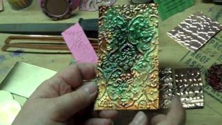 How to Use a Cuttlebug on Metal, Mica; A Bit About Torch Patina on Copper