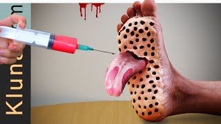 Kluna Tik ATE Trypophobia( trypofobia) and Tongue in the Foot | ASMR MUKBANG Crazy food