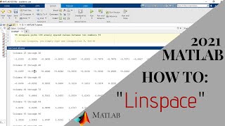 How to use the 'Linspace' Operator in MATLAB 2021