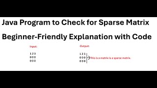 Java Program to Check for Sparse Matrix Beginner-Friendly Explanation with Code