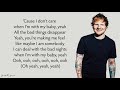 ed sheeran, justin bieber - i don't care (lyrics)
