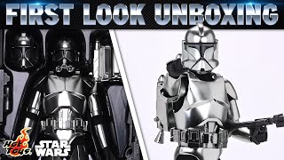 Hot Toys Clone Trooper Chrome Version Con Exclusive Figure Unboxing | First Look