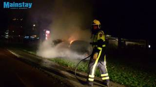 Hooibalen in brand langs de Groenendijk in Breda