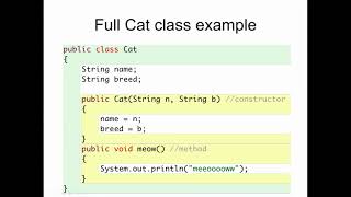 Instance Variables, Constructors, Methods Slides