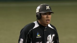 悲鳴と歓声生む、右中間を切り裂く角中の打球！ 2013.10.14 L-M