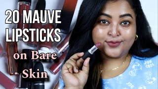 20 MAUVE LIPSTICKS on BARE SKIN| Mauve Nudes/Mauve Pinks/Mauve Browns| REVIEW \u0026 SWATCHES|MAC NC41-42