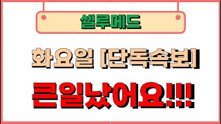 셀루메드 장중 속보!!!!고생하셨습니다 드디어 호재 터진다!!!주주님들 필수시청!!!!!