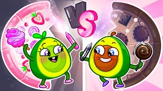 Pink vs Black Foods Challenge 💖🖤 Learn Colors for Kids 🌈|| Cartoon by Pit & Penny Stories ✨🥑