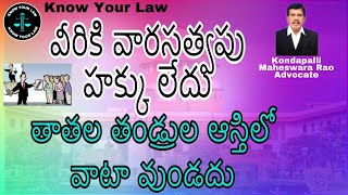 వీరికి వారసత్వపు హక్కు లేదు. తాతల తండ్రుల ఆస్తి లో వాటా ఉండదు. The Hindu Succession Act, 1956.