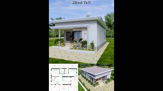 Small House Design 7x11 Meters 2 Beds Shed Roof 23x36 Feet #home #homedesign #housedesign #houseplan